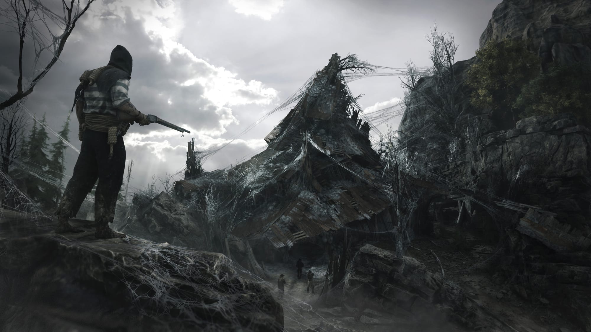 Охотник с винтовкой осматривает пустынные руины Hunt: Showdown 1896