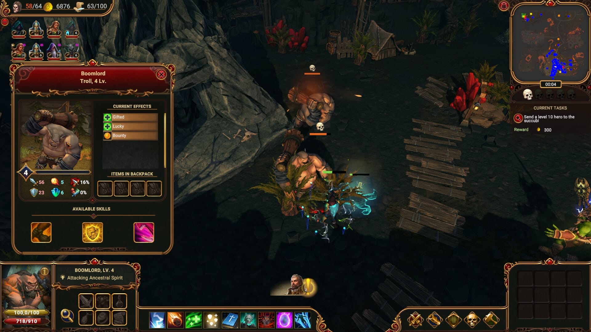 панель управления Lessaria демонстрирующая двух крупных врагов похожих на троллей