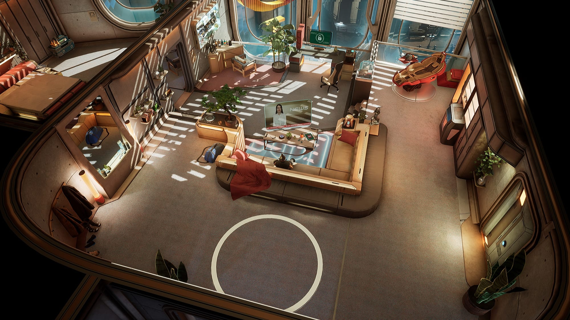 Футуристический интерьер квартиры с современной мебелью Gamedec