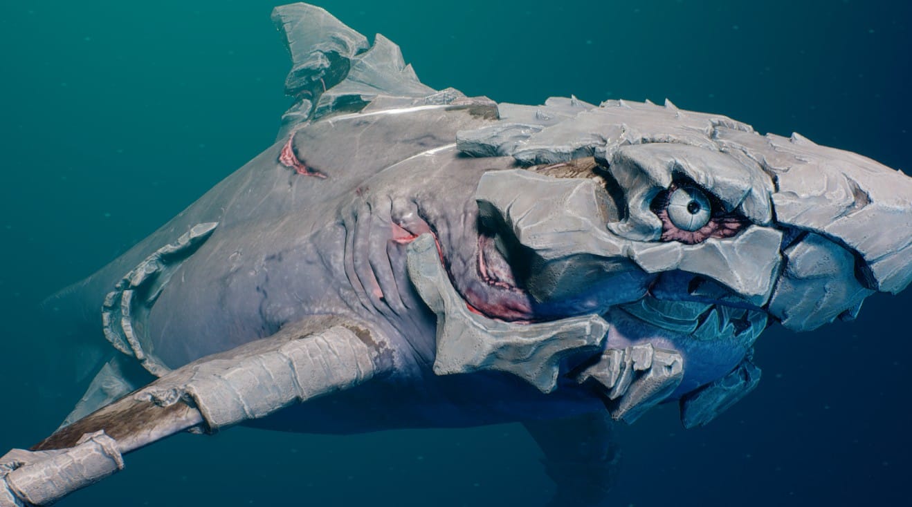 костяная броня помогает акуле в Maneater