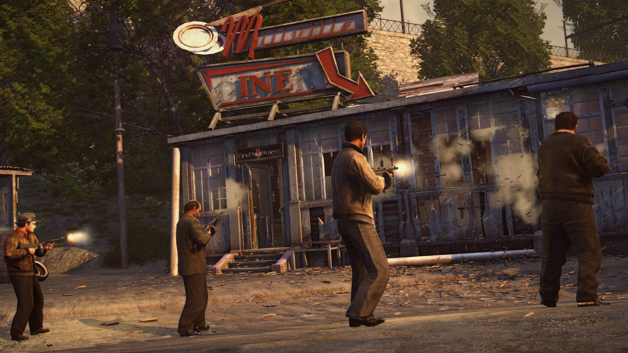 Вито с напарниками расстреливают бар Mafia 2: Definitive Edition