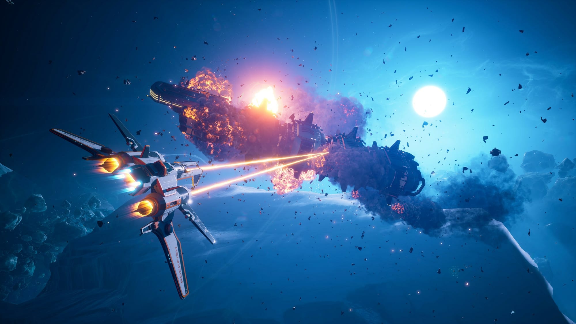 космический самолет уничтожает воздушную базу Everspace 2