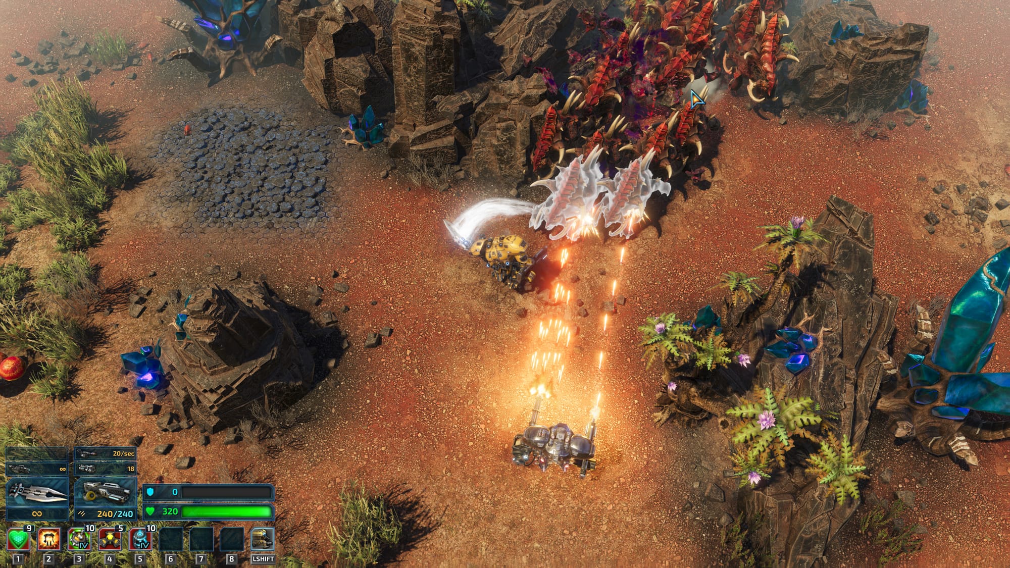 геймплей битвы в The Riftbreaker