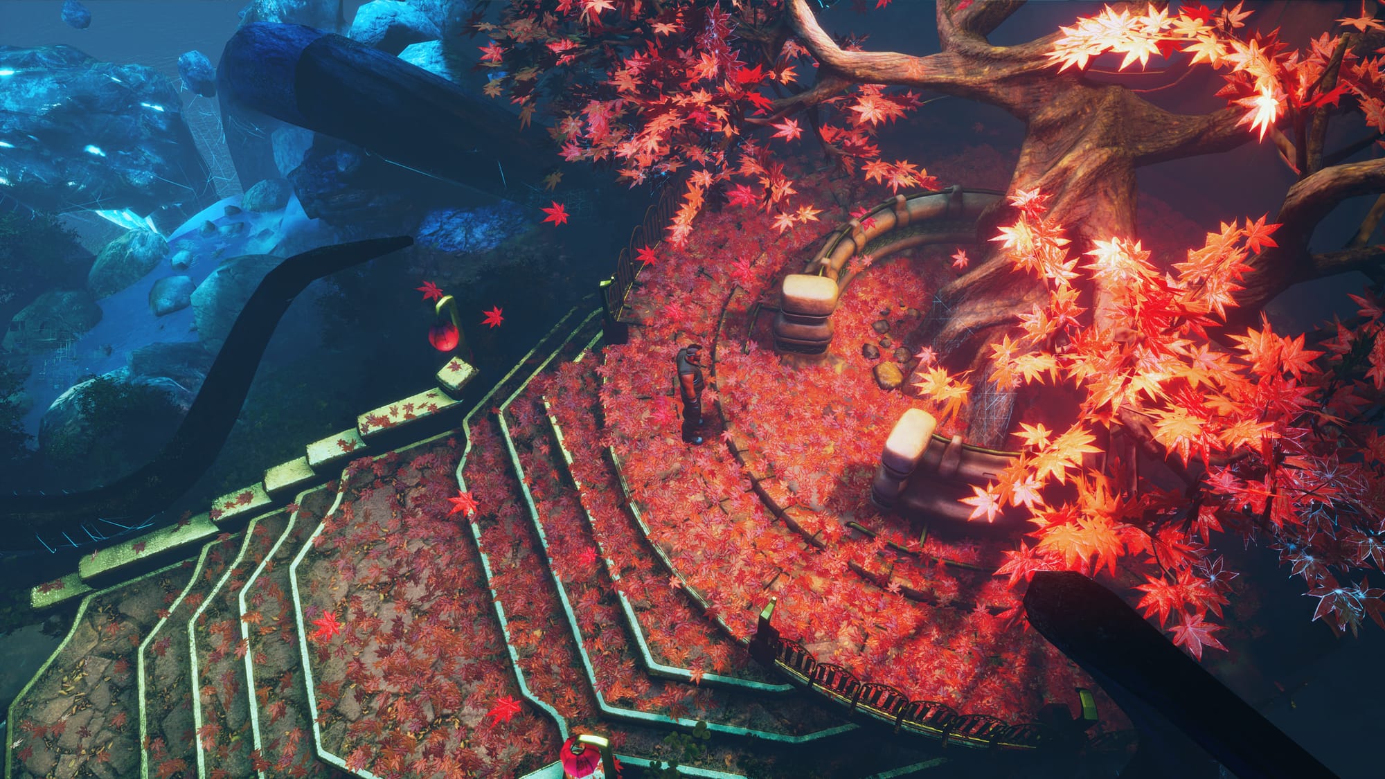 Мистическая лесная поляна с большим деревом Gamedec