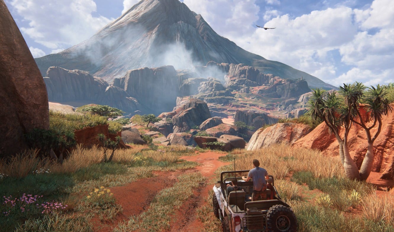 братья едут на машине в горы Uncharted: Legacy of Thieves Collection