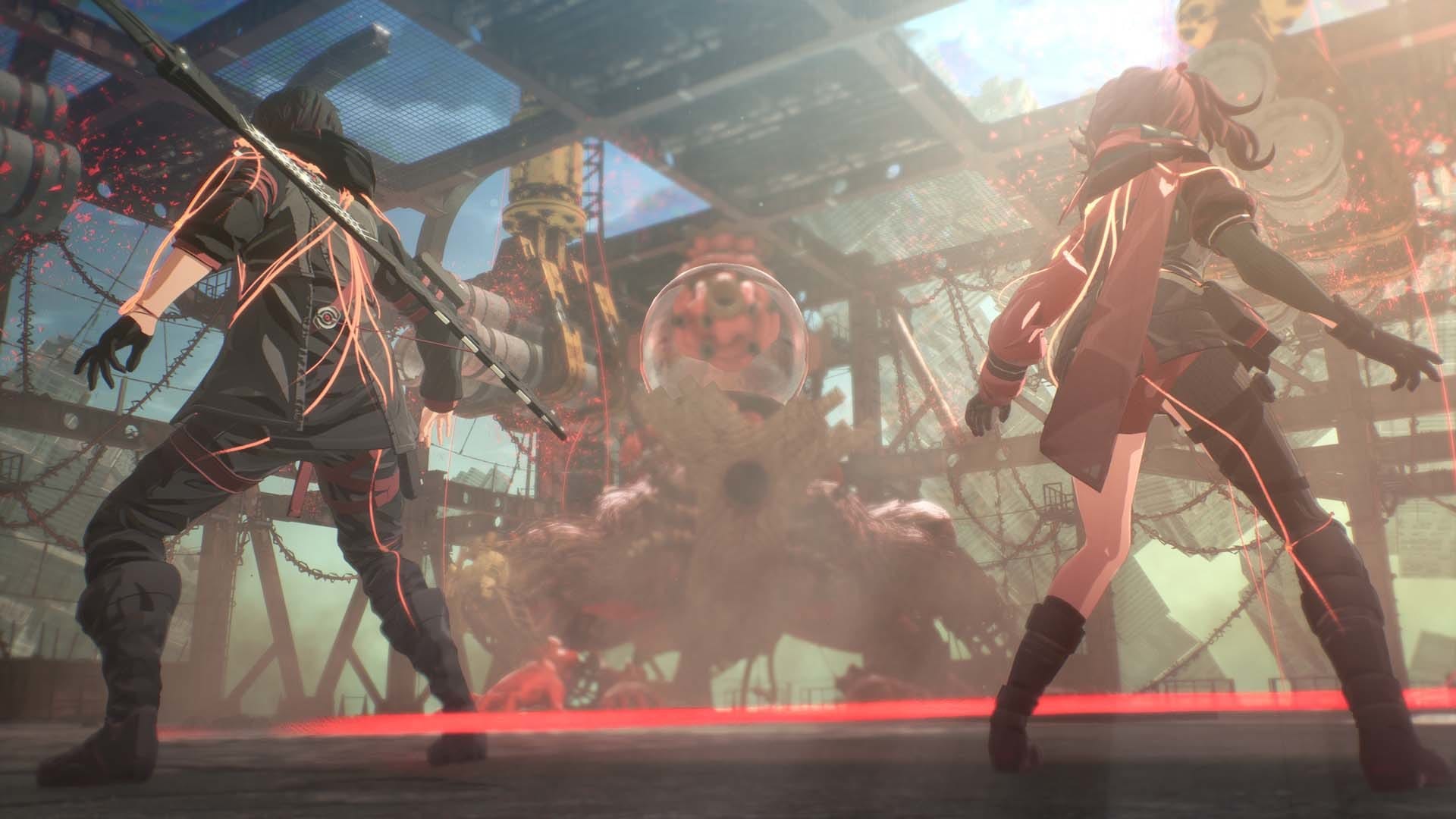 два героя против злодея Scarlet Nexus