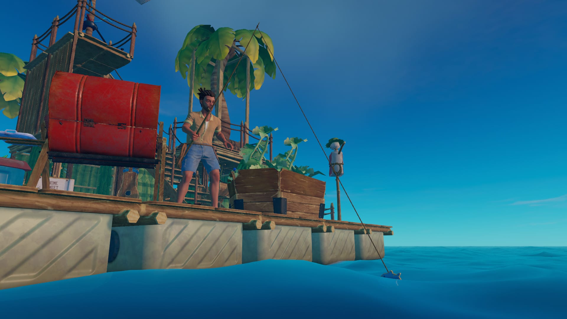 удобно ловить рыбу в открытом океане Raft