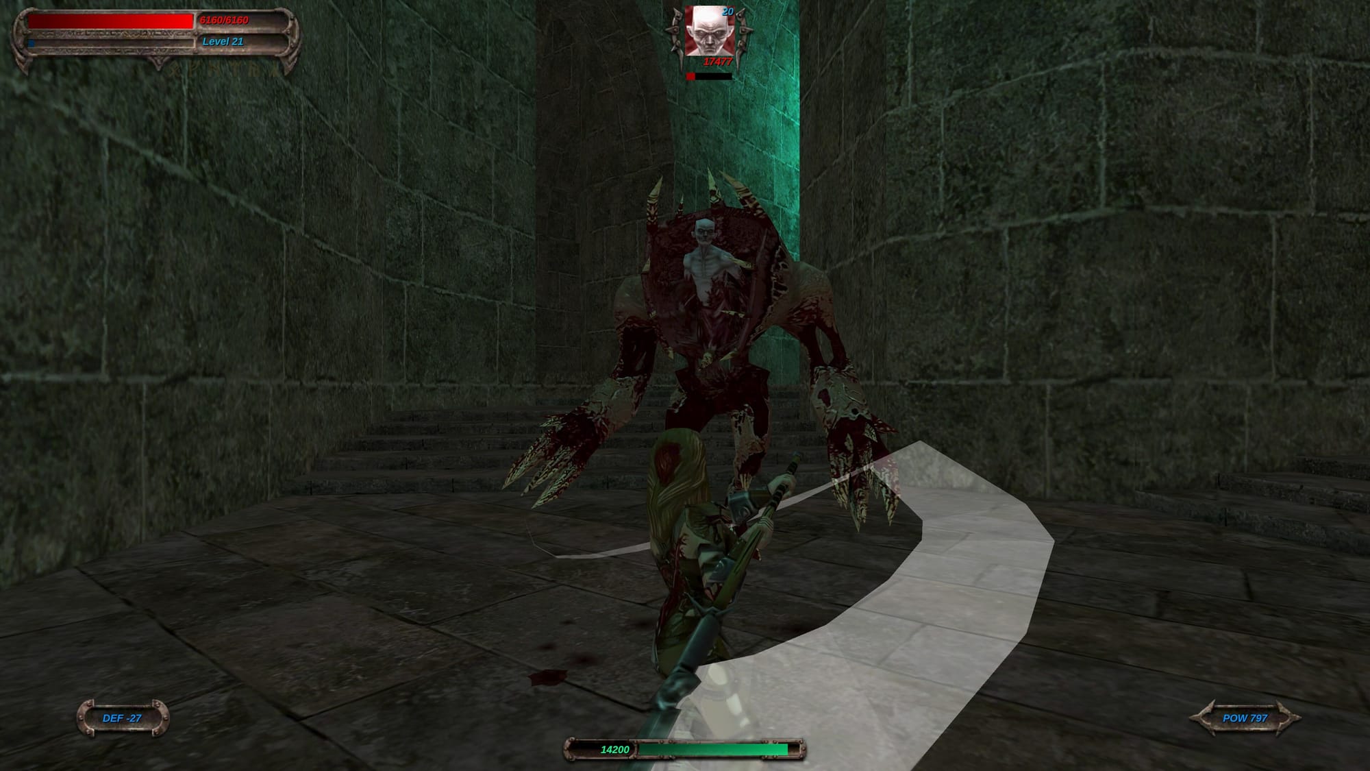 широкий удар персонажа в Blade of Darkness