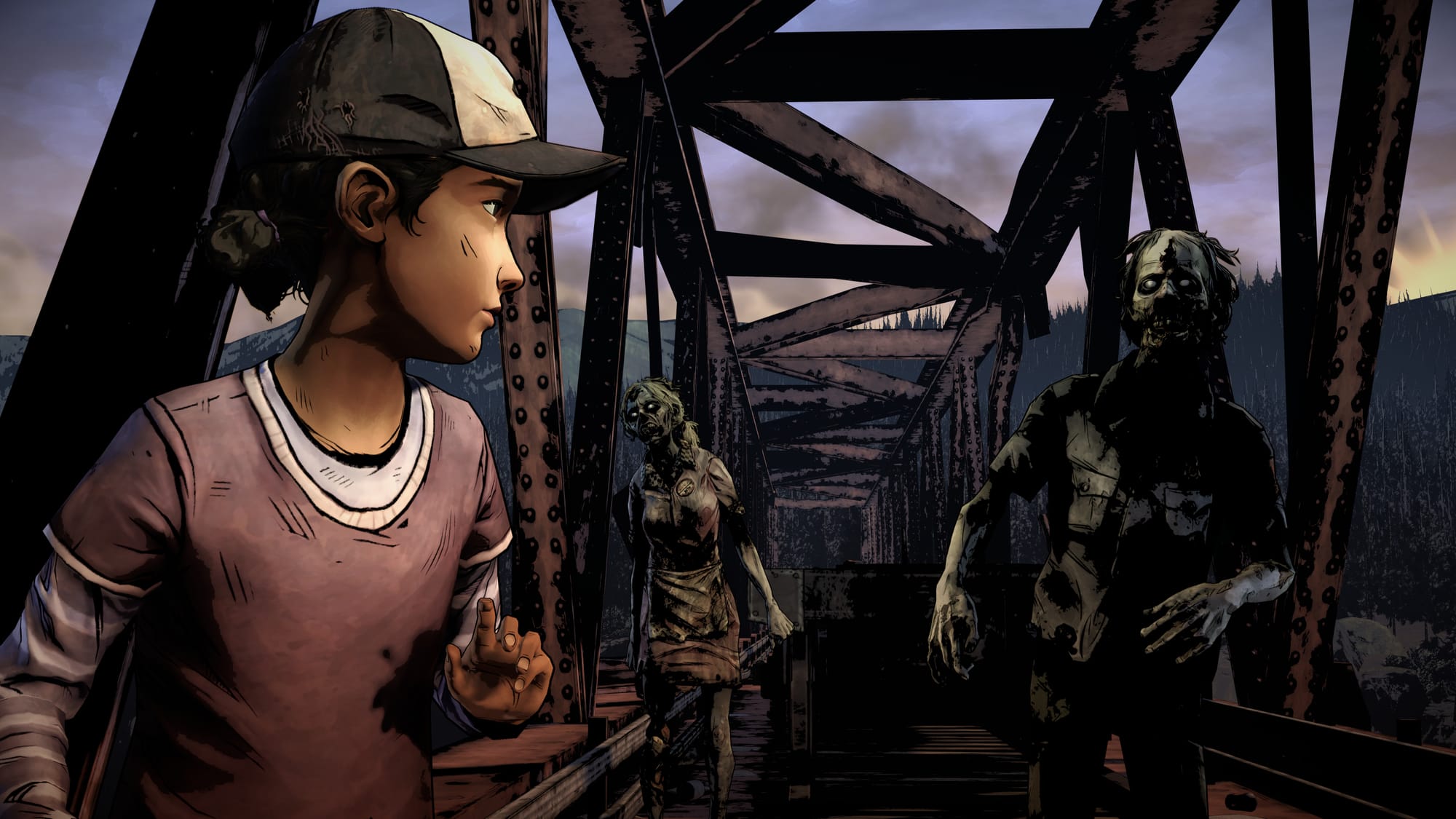 зомби преследуют по мосту The Walking Dead: The Telltale Definitive Series