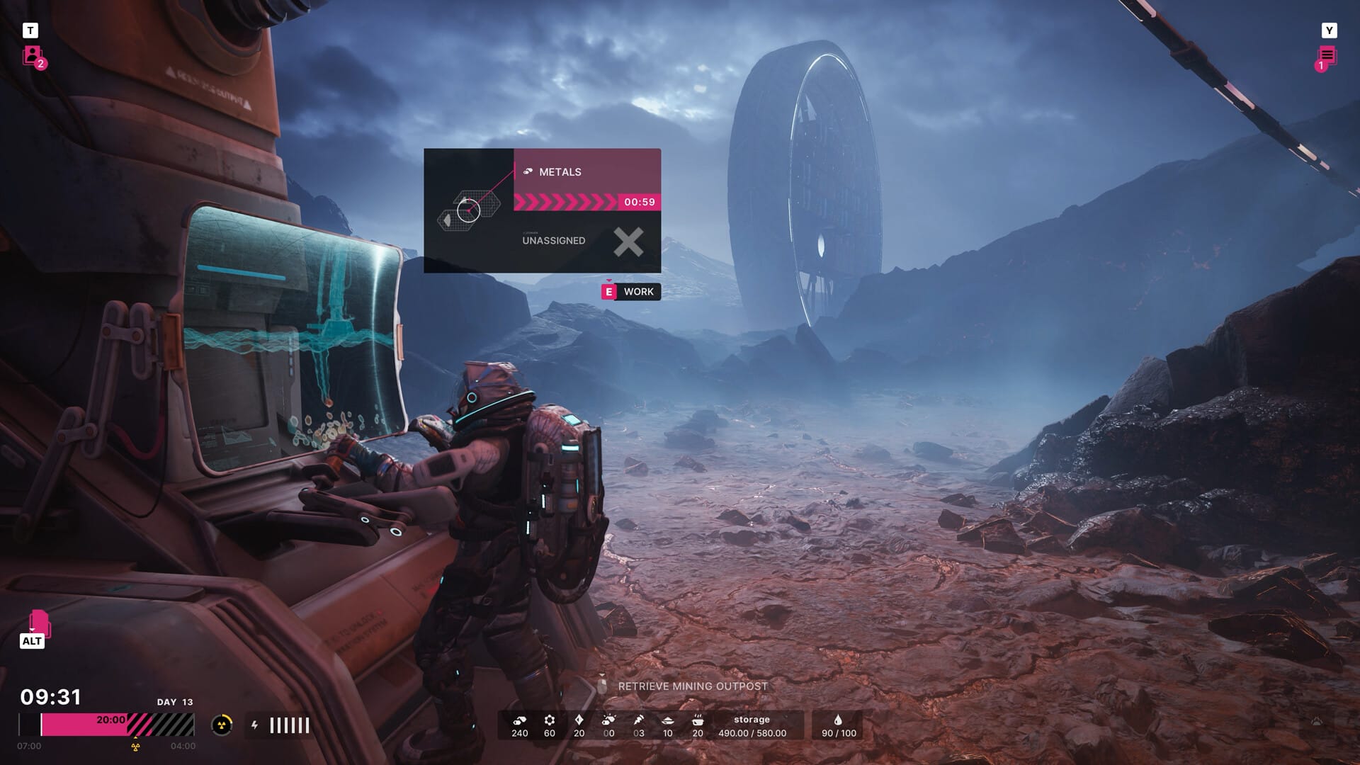 персонаж занят работой в The Alters