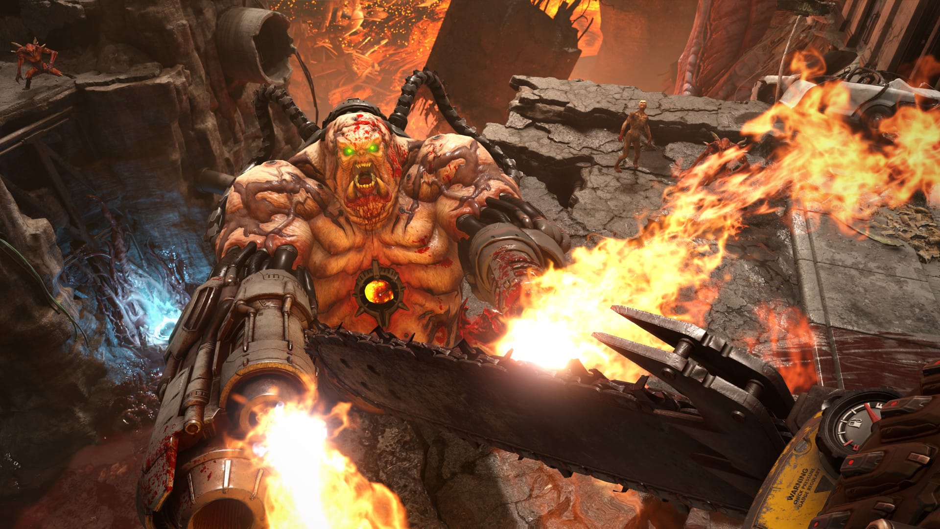 Манкубуса пилят бензопилой в DOOM Eternal