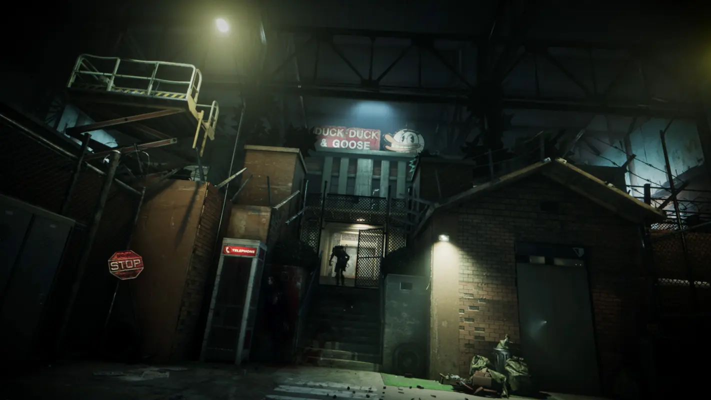 вход в мрачное кафе в The Outlast Trials