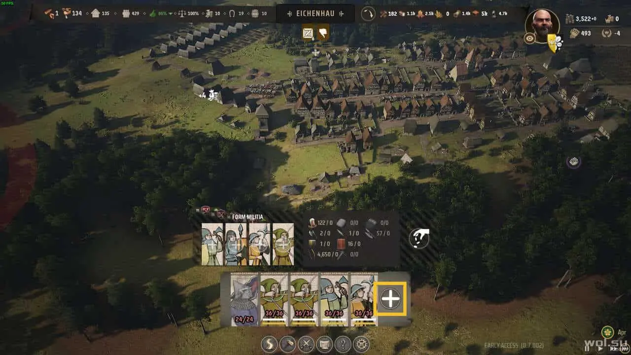 выбор воинов в Manor Lords
