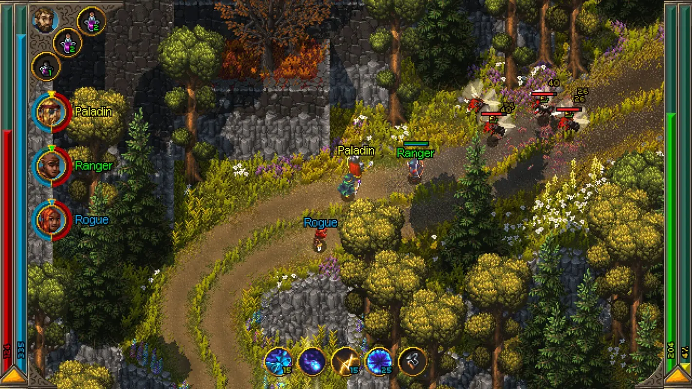 персонажи идут по лесу в Heroes of Hammerwatch 2