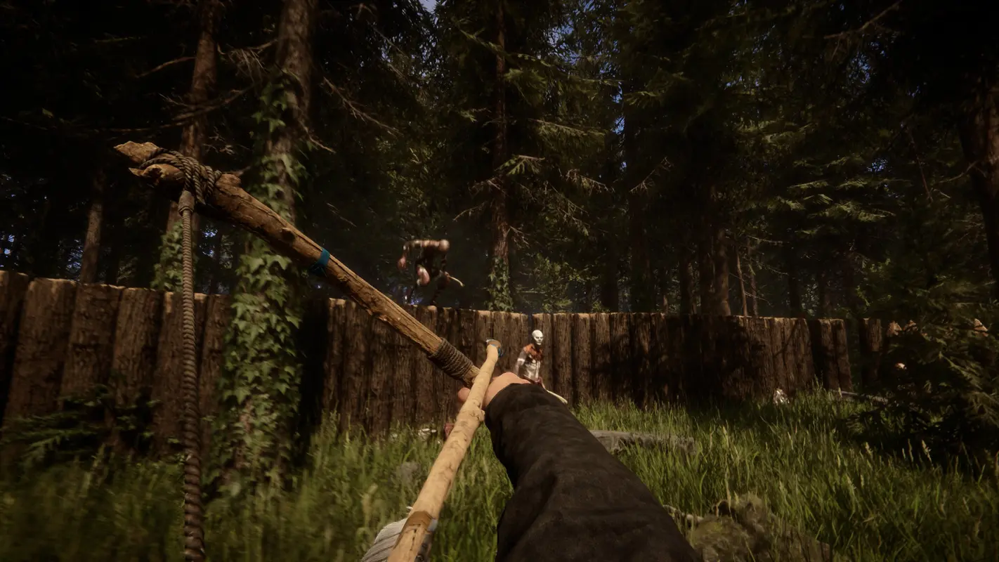 палка и веревка помогают с врагами в Sons Of The Forest