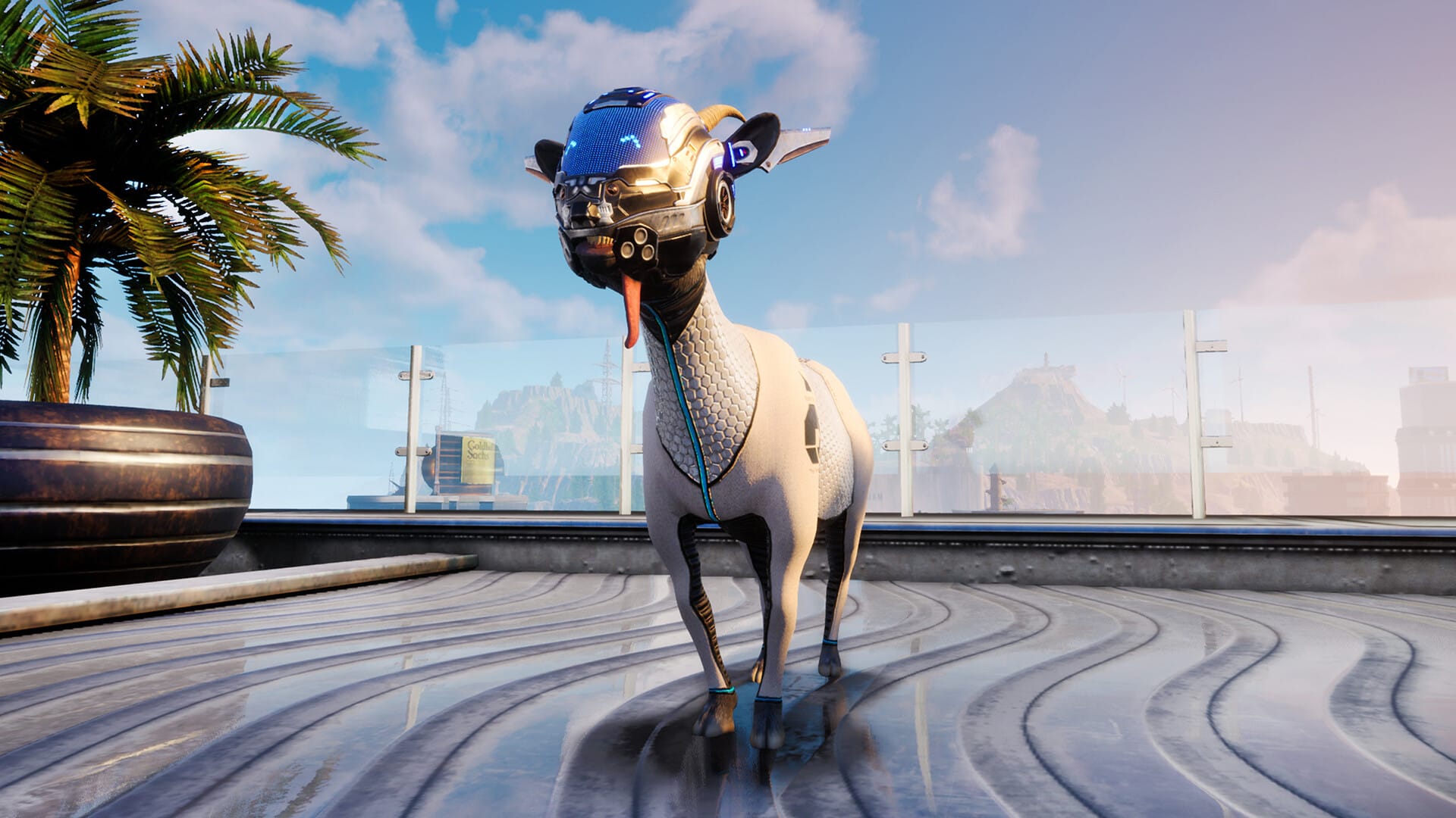 козел стоит на большом балконе Goat Simulator: Remastered