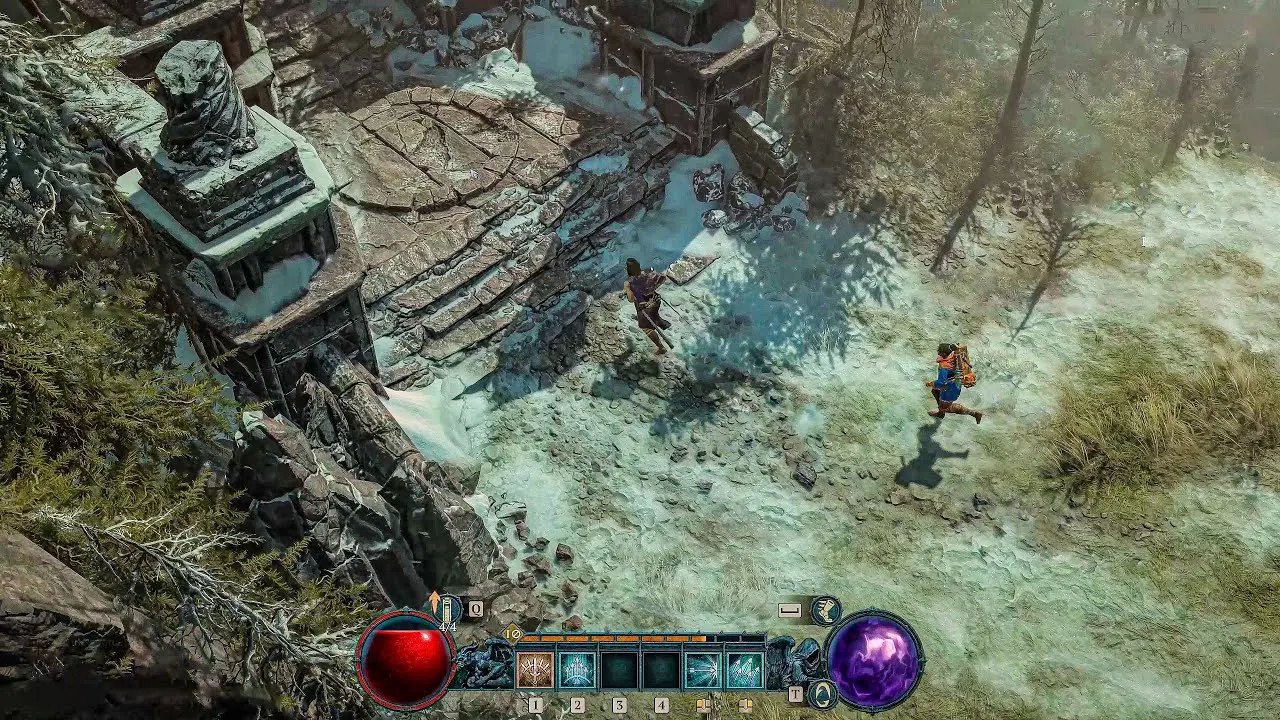 персонажи бегут в старую крепость в Diablo 4
