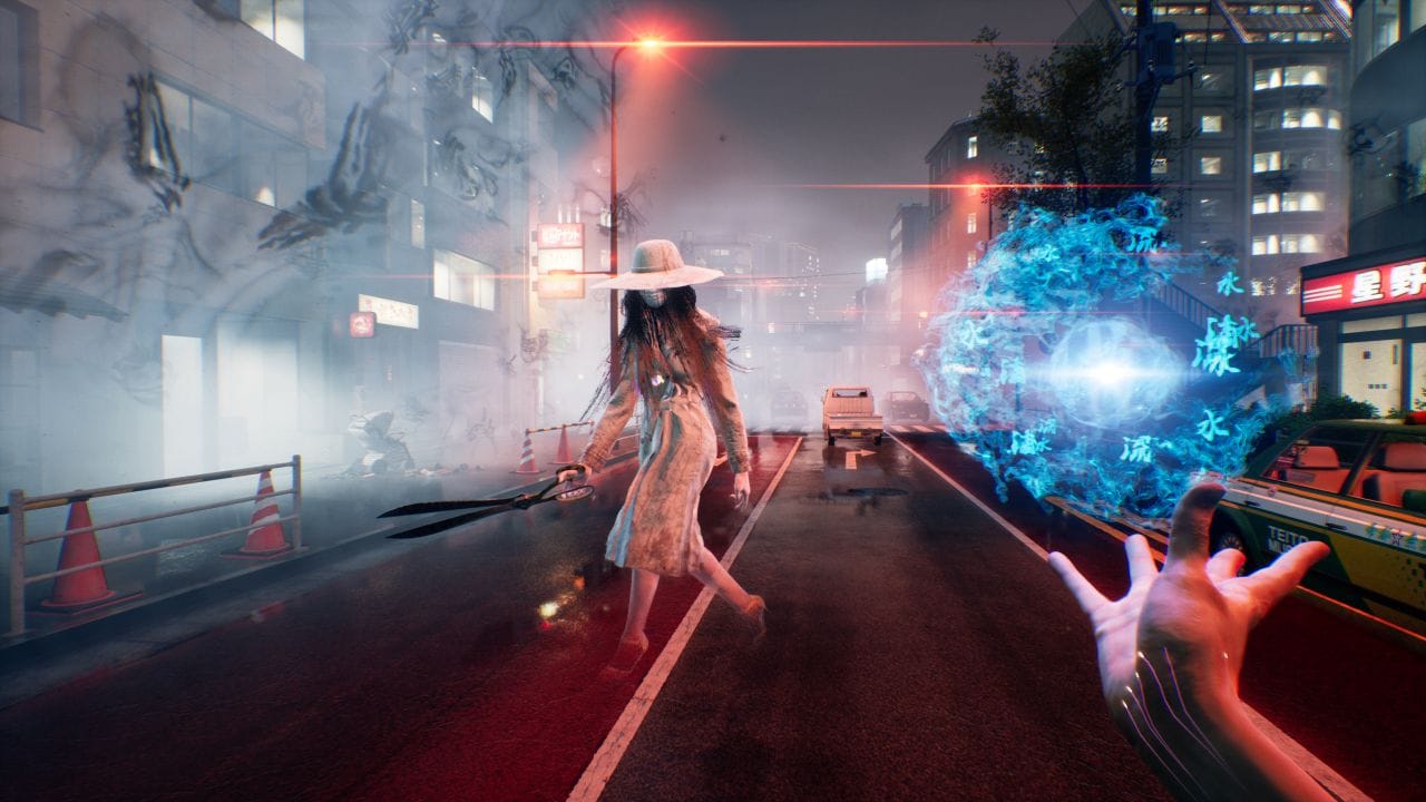 главный герой запускает синий шар Ghostwire: Tokyo