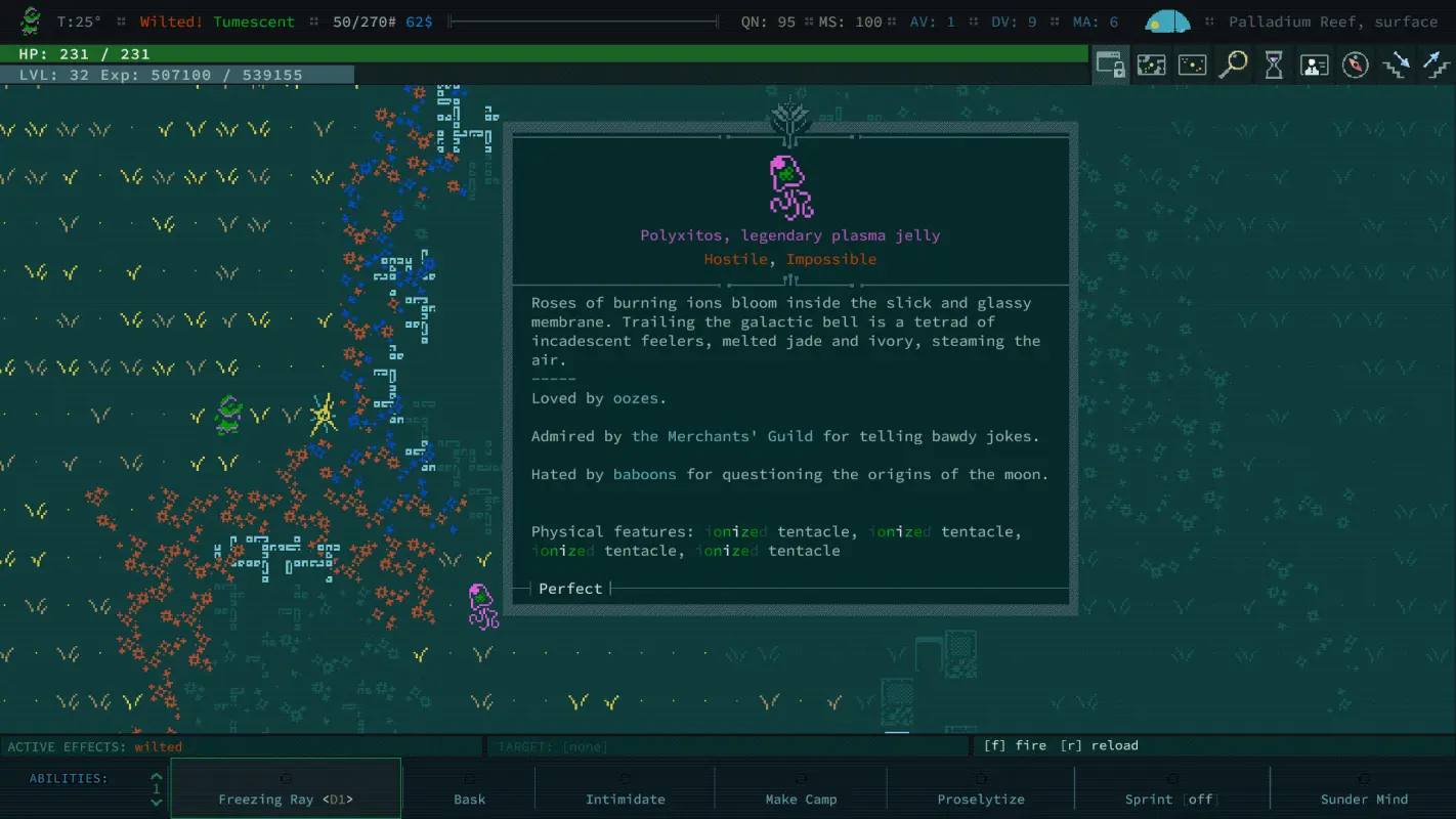 Поликситос - враждебное желе в Caves of Qud