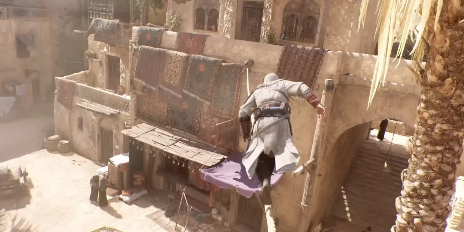 Ассасин прыгает по домам в Assassin's Creed Mirage