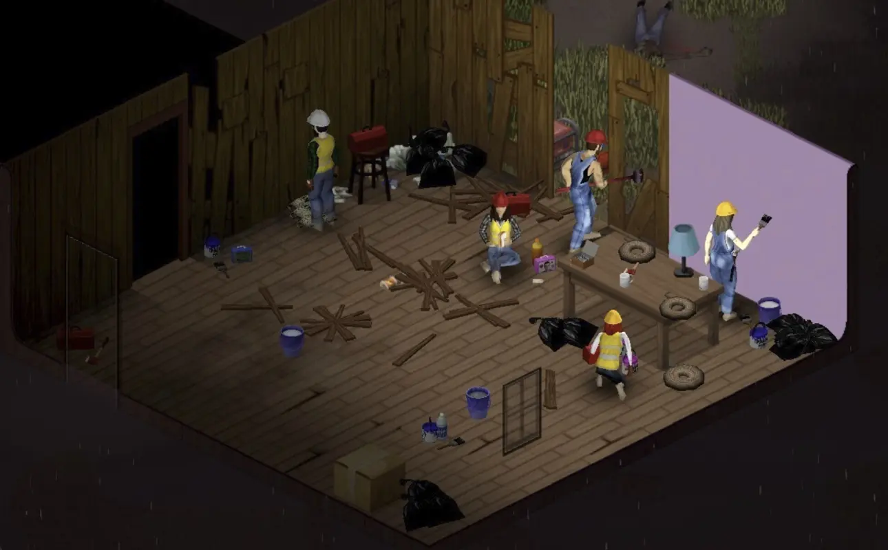 участники делают ремонт в Project Zomboid