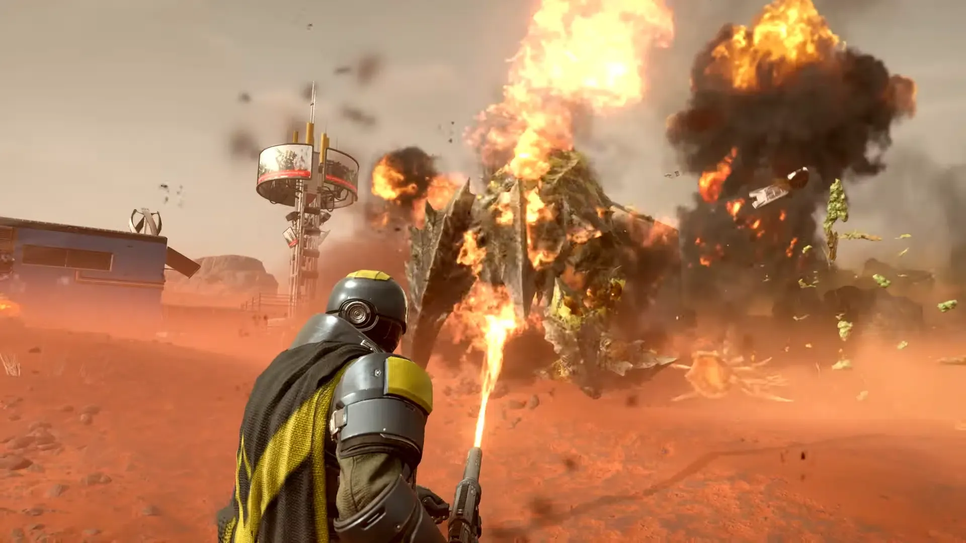 герой выжигает жука в Helldivers 2