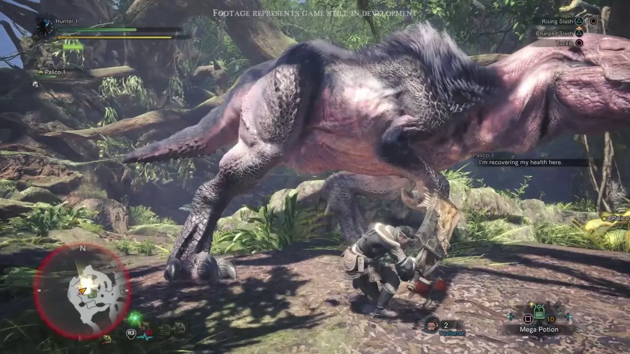 игрок и монстр в Monster Hunter: World