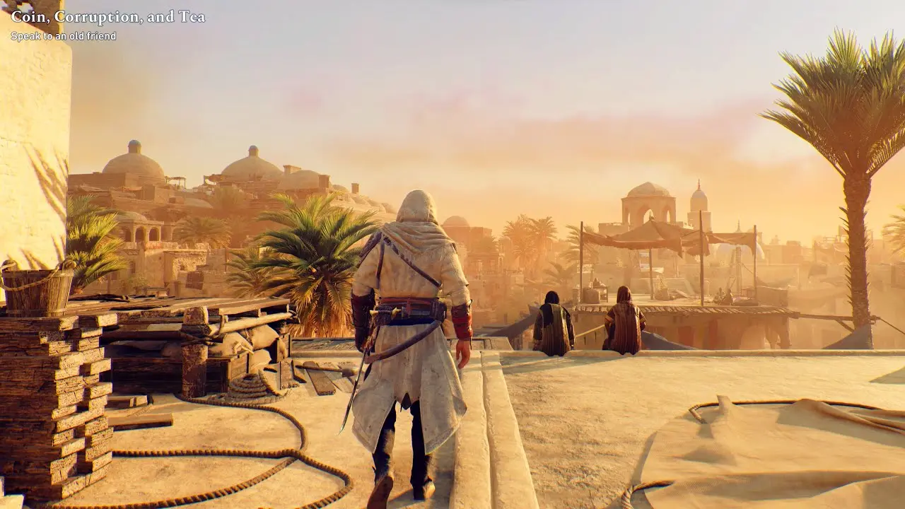 главный герой идет по крыше в Assassin's Creed Mirage