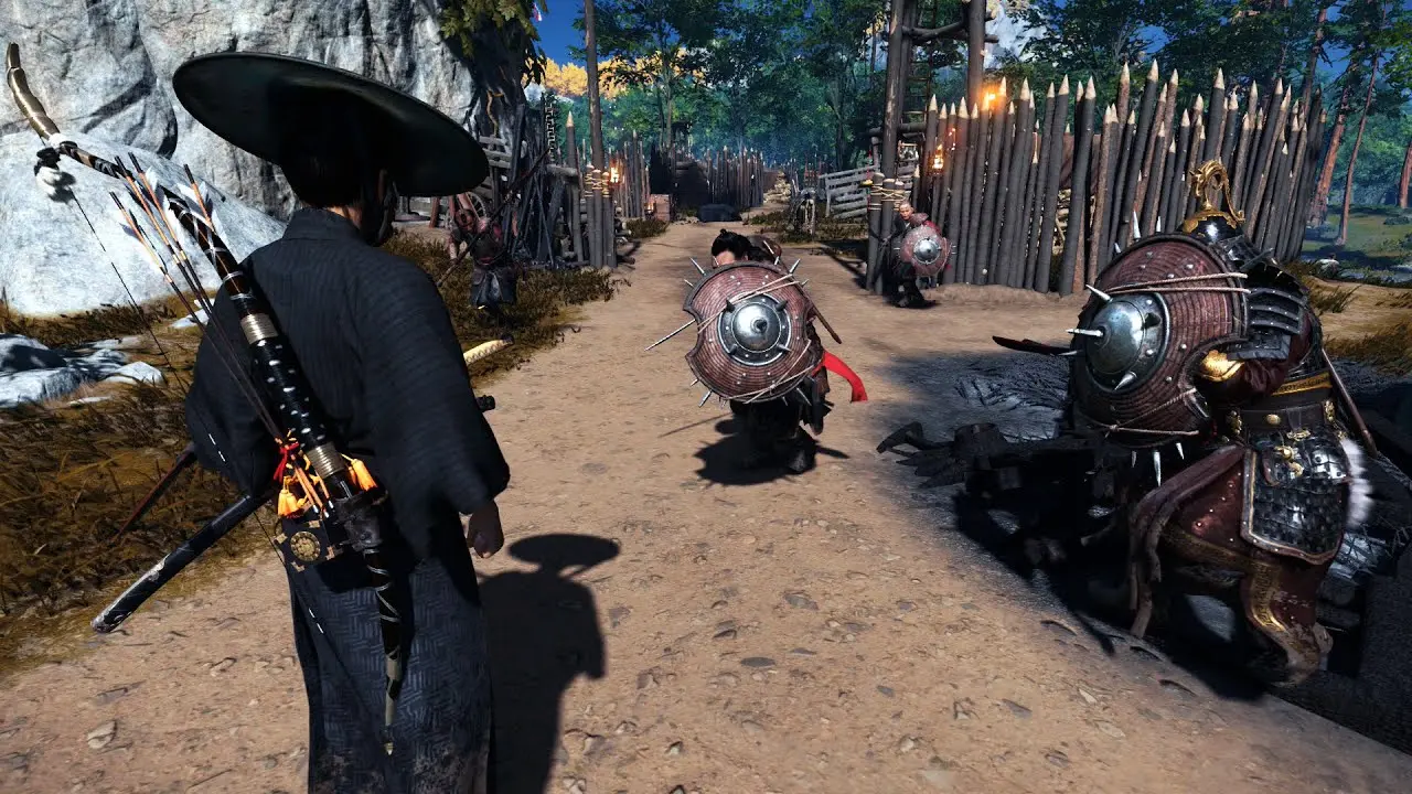 одинокий самурай против двоих противников в Ghost of Tsushima