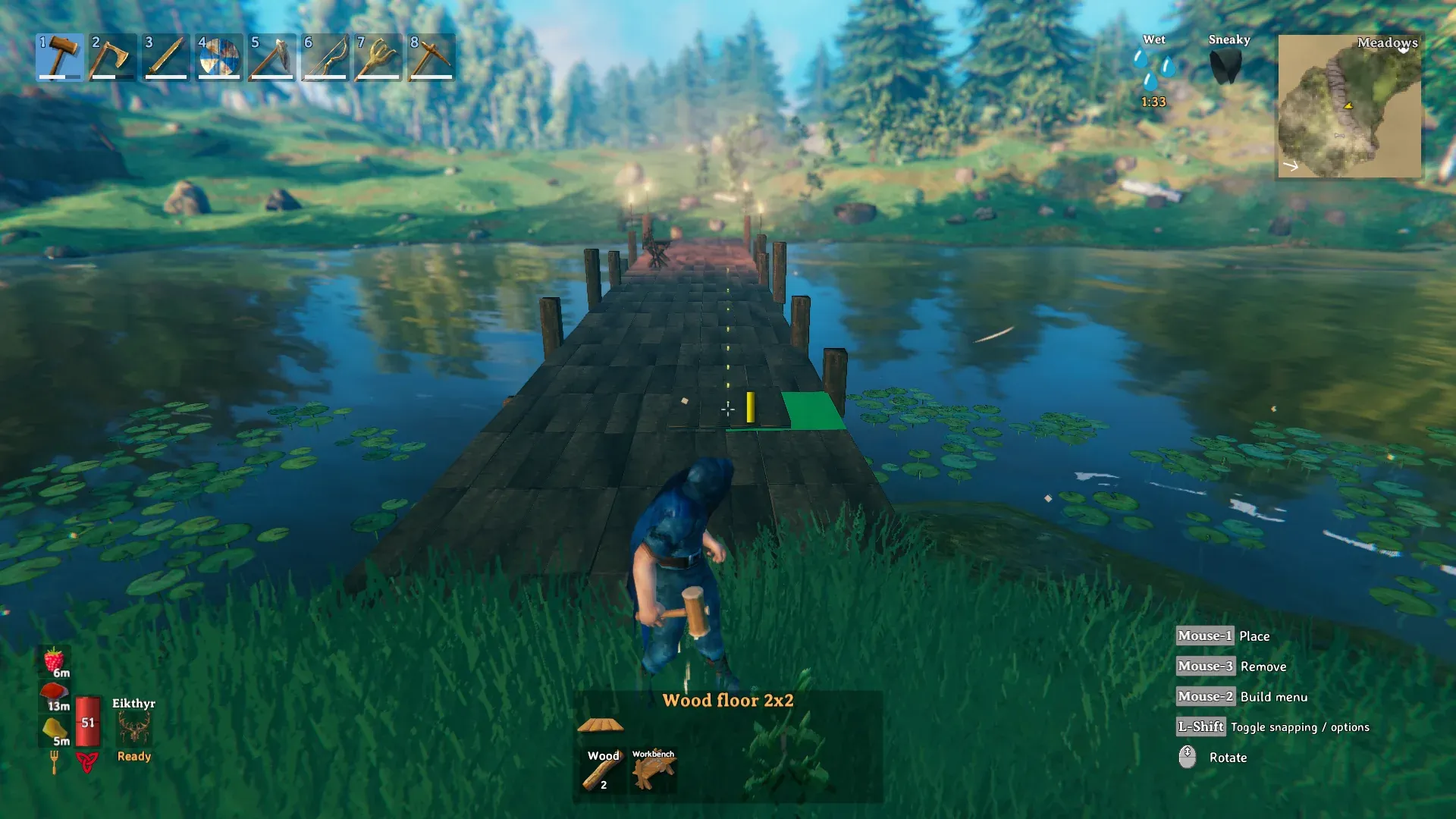 строительство моста в Valheim интерфейс
