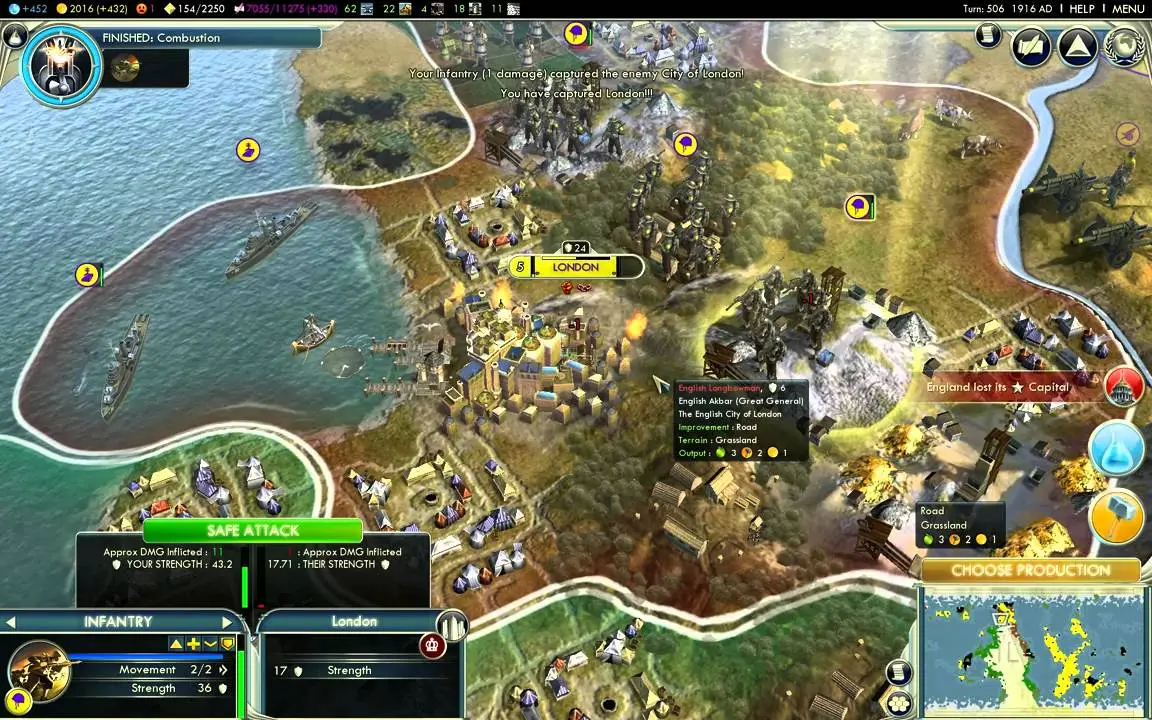 атака на Лондон в Sid Meier's Civilization 5