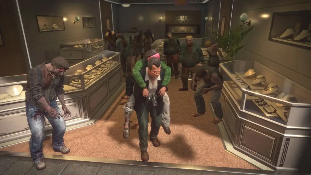 Фрэнк Уэст спасает девушку от зомби в Dead Rising Deluxe Remaster