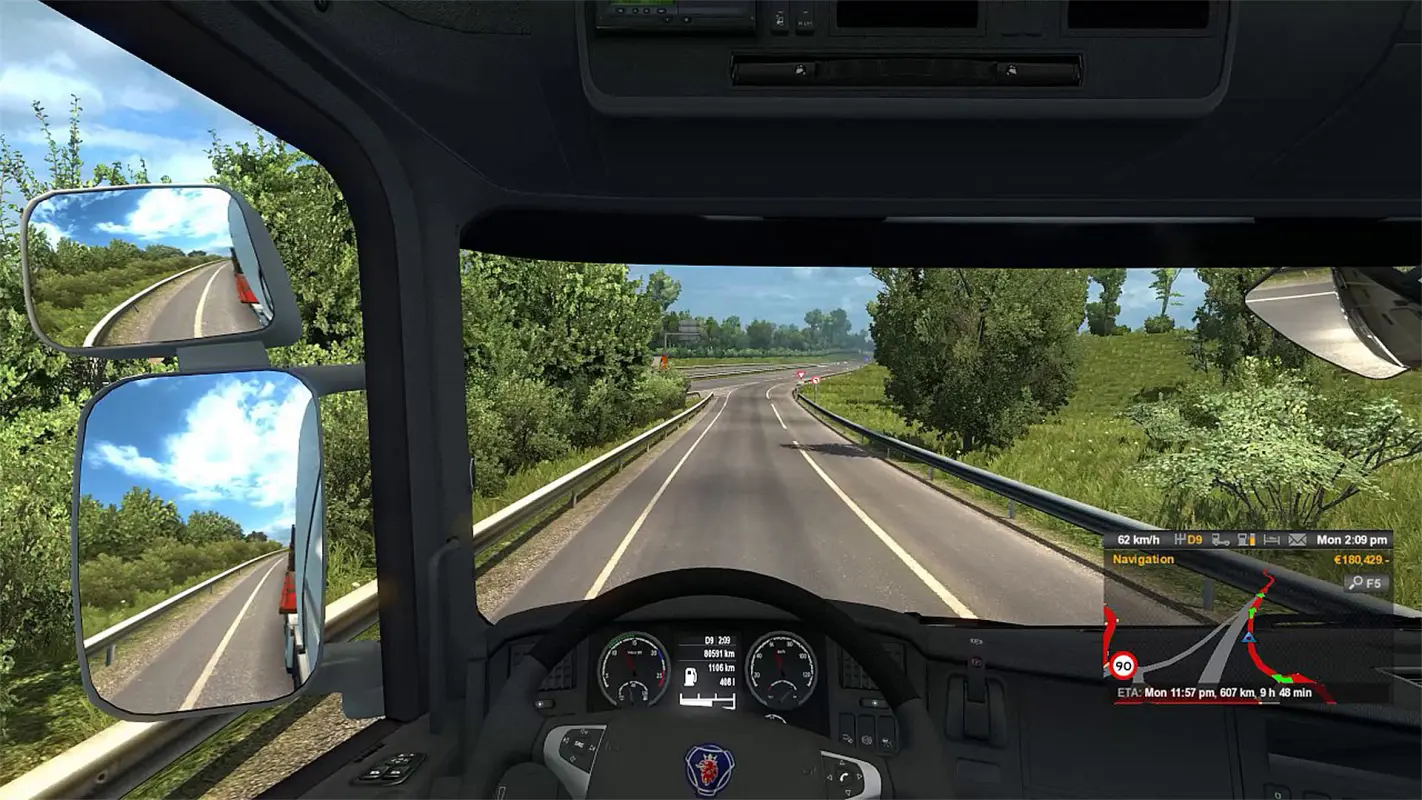 вид из кабины в Euro Truck Simulator 2