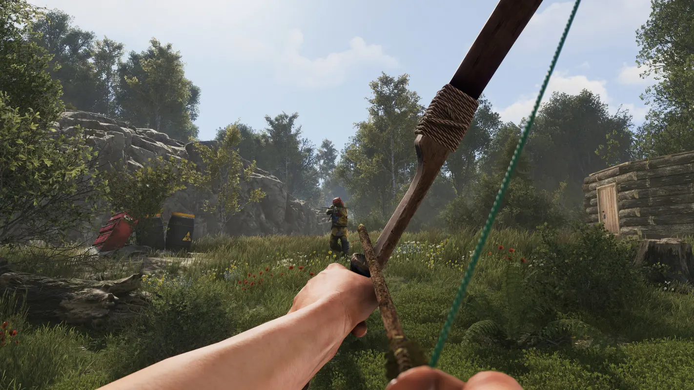 натягивание тетевы перед выстрелом в в Rust