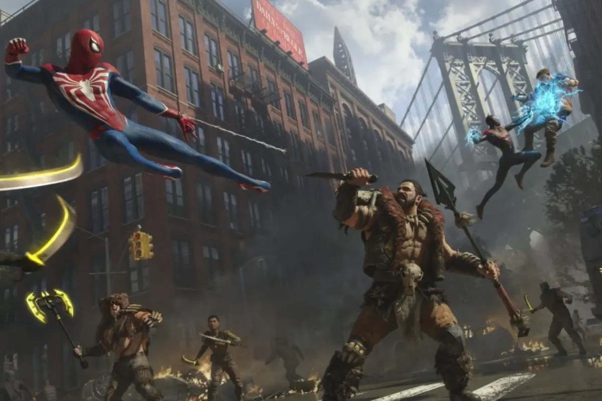 герои сражаются со злодеями в Marvel's Spider-Man 2