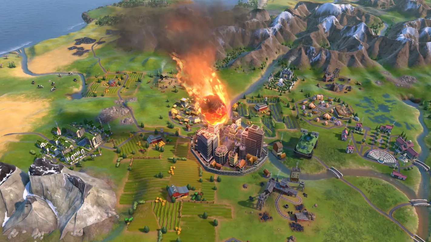 на город летит астероид в Sid Meier's Civilization 5
