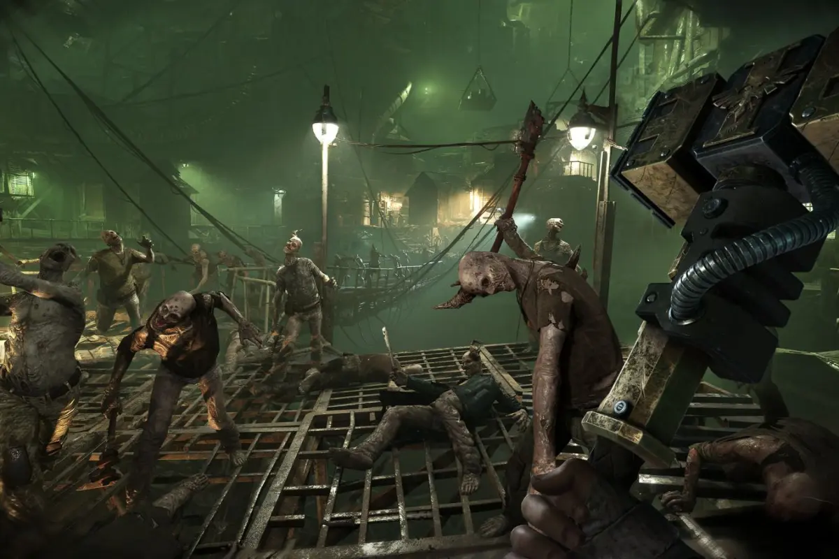 персонаж убивает зомби в Warhammer 40,000: Darktide
