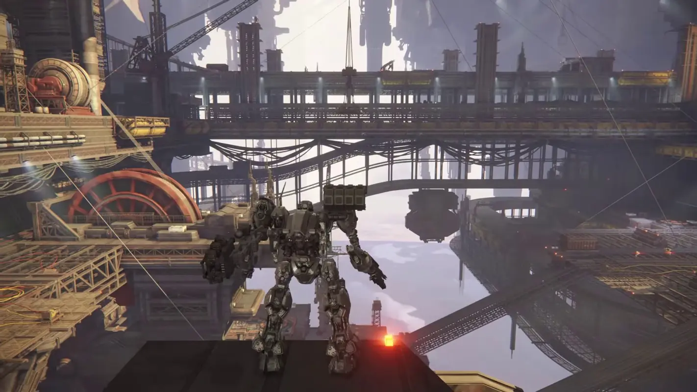 робот на станции в Armored Core VI: Fires of Rubicon