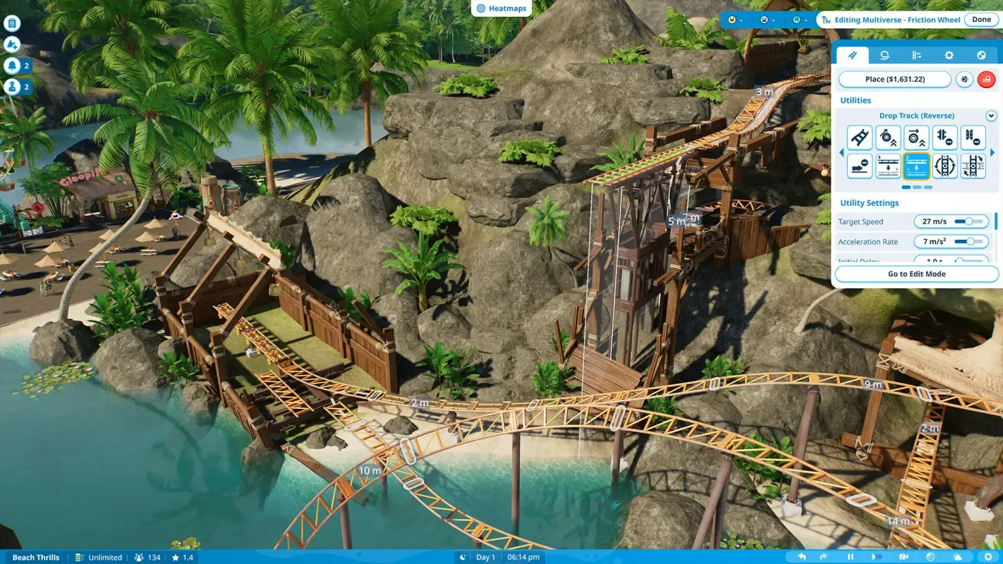 постройка аттракциона в Planet Coaster 2