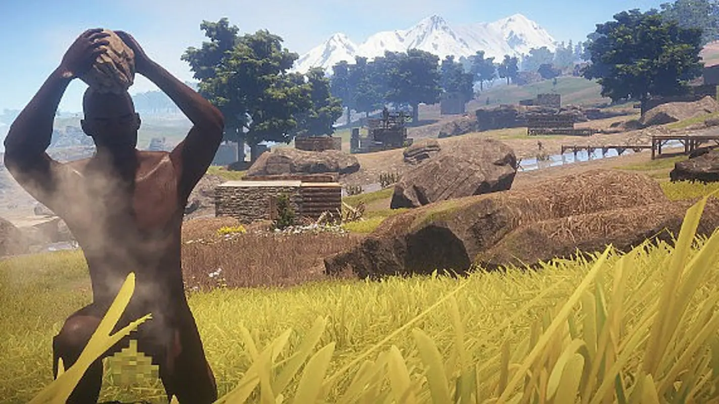 африканец голышем с камнем в Rust