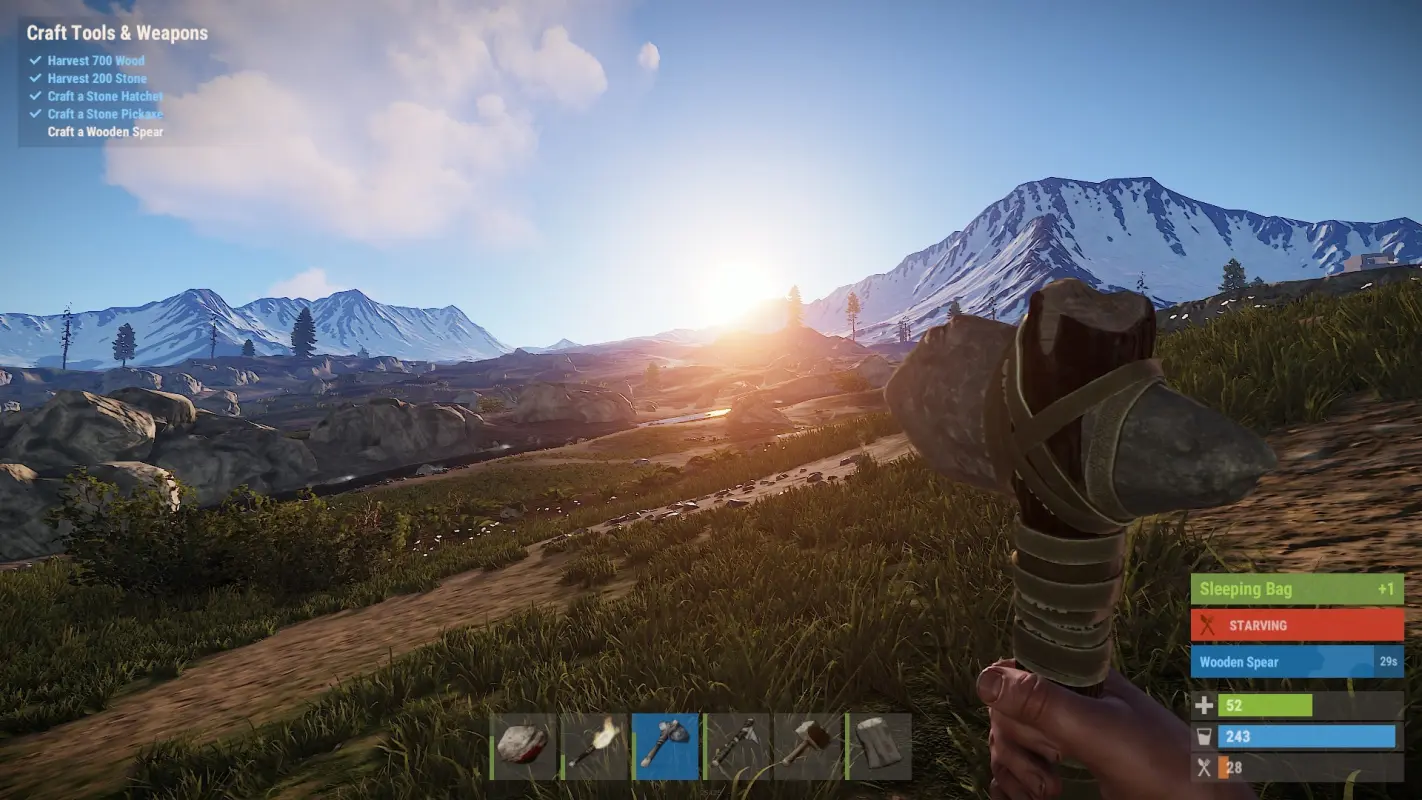 выбор оружия в Rust геймплей