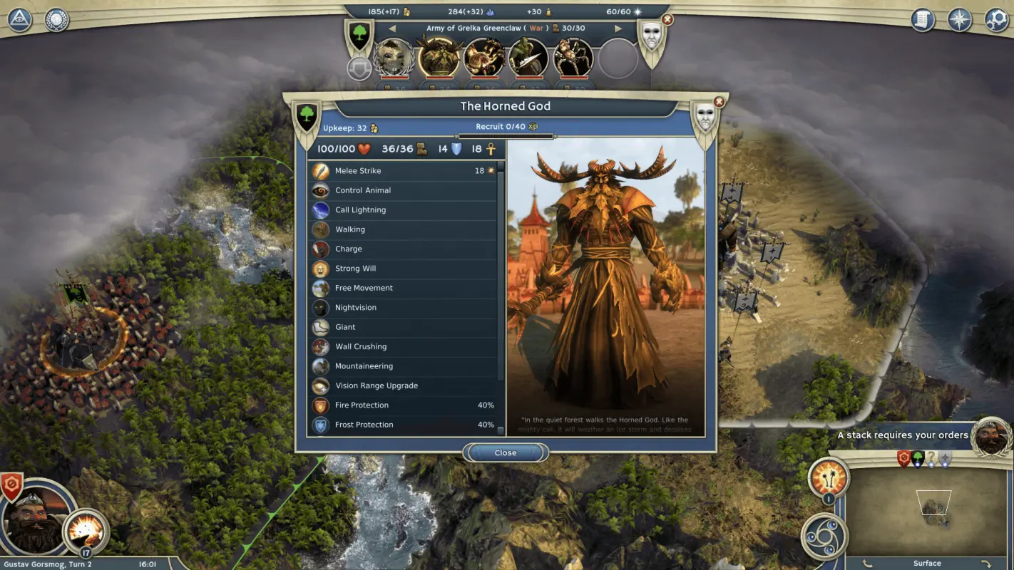 прокачка героя Age of Wonders 4 интерфейс