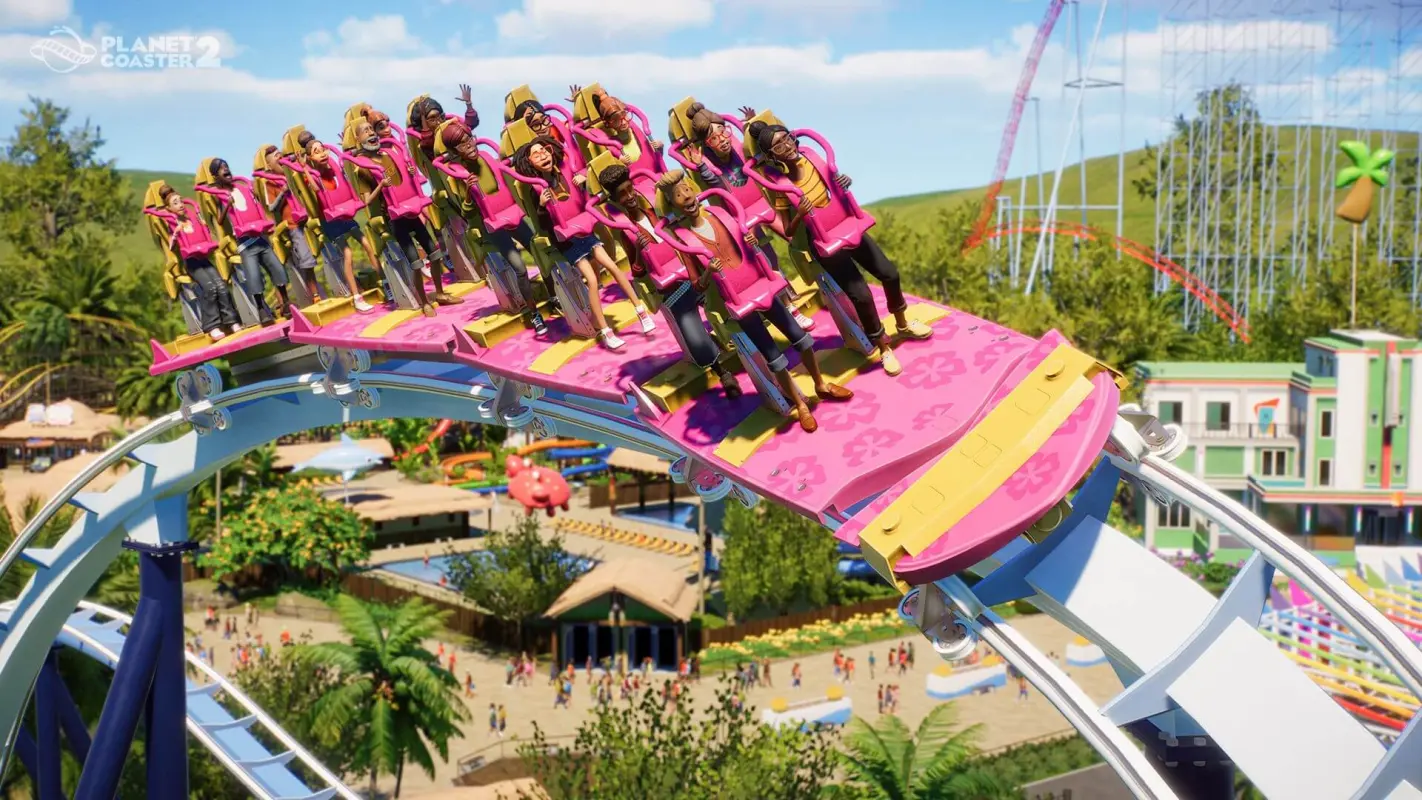 посетители довольно кричат в Planet Coaster 2