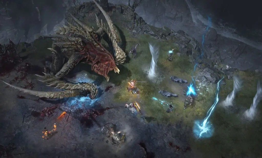 сражение с драконом в Diablo 4