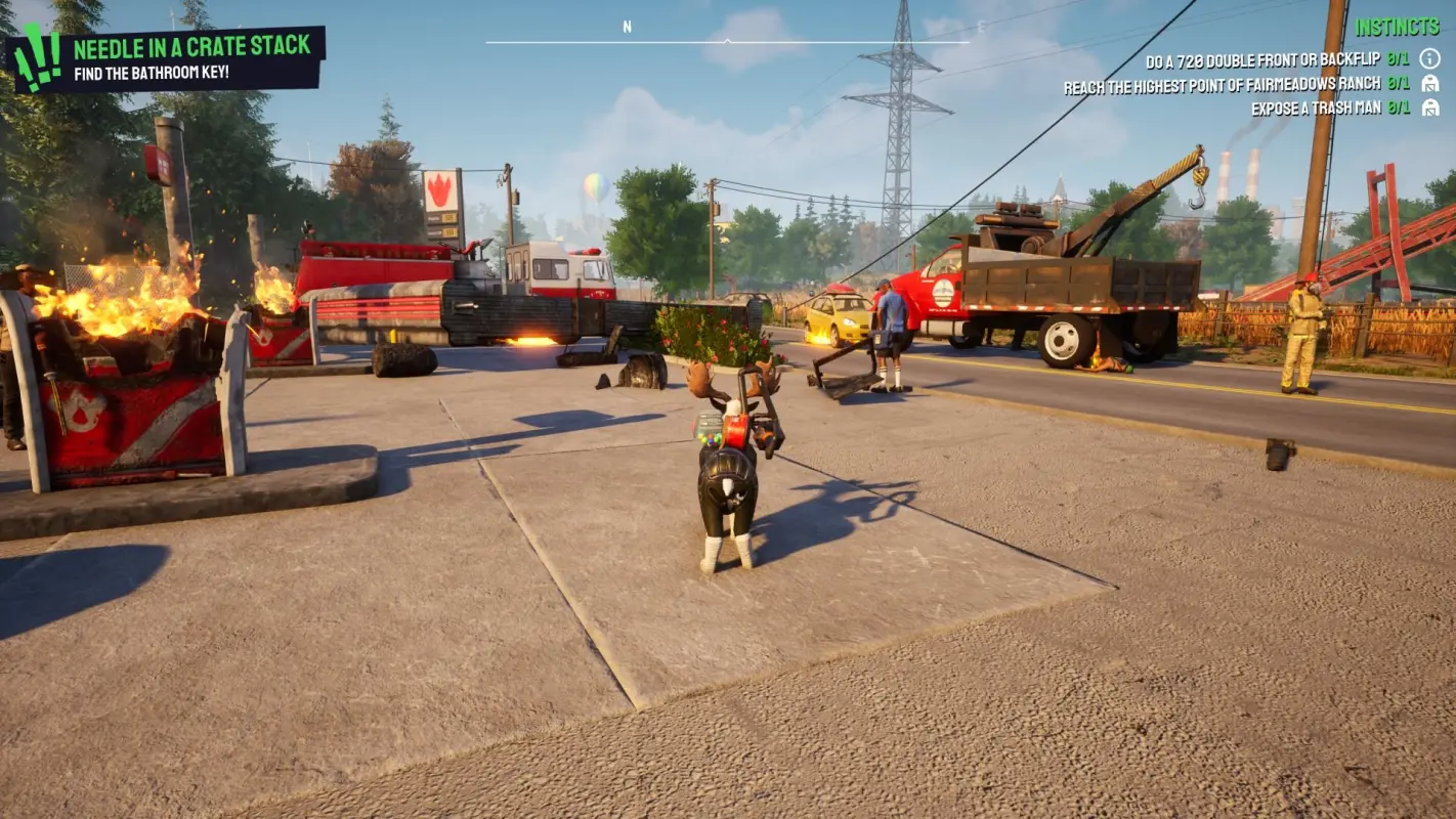 козел уничтожает технику в Goat Simulator 3