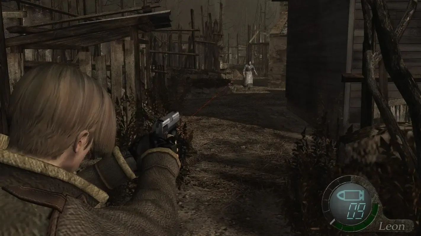 Леон стреляет в зомби в Resident Evil 4
