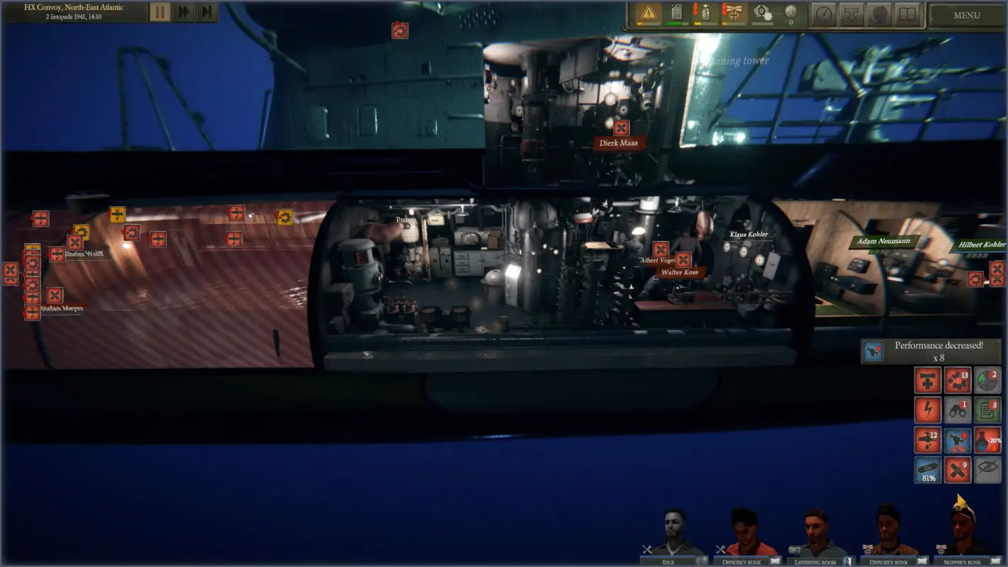 подводная лодка в разрезе в UBOAT