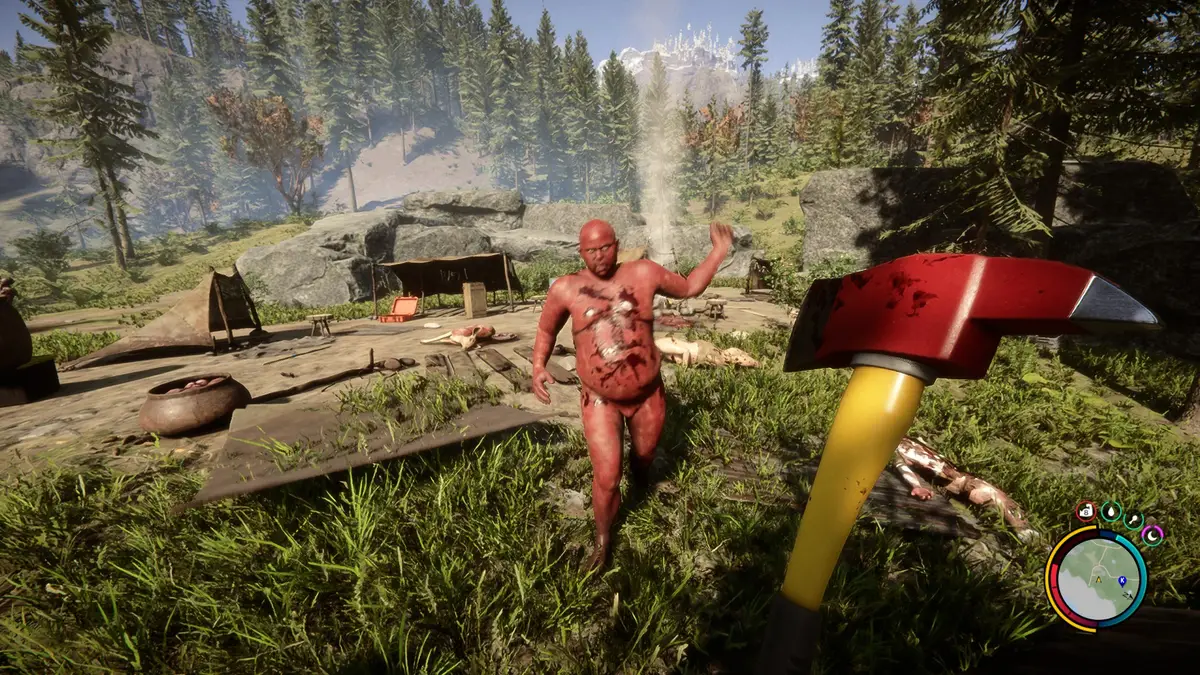 топор спасет от каннибалов в Sons Of The Forest