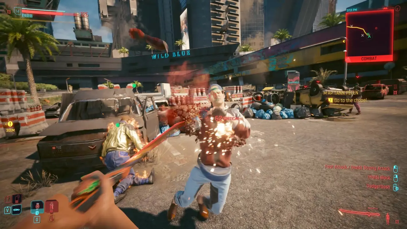 эпичная битва с противниками в Cyberpunk 2077