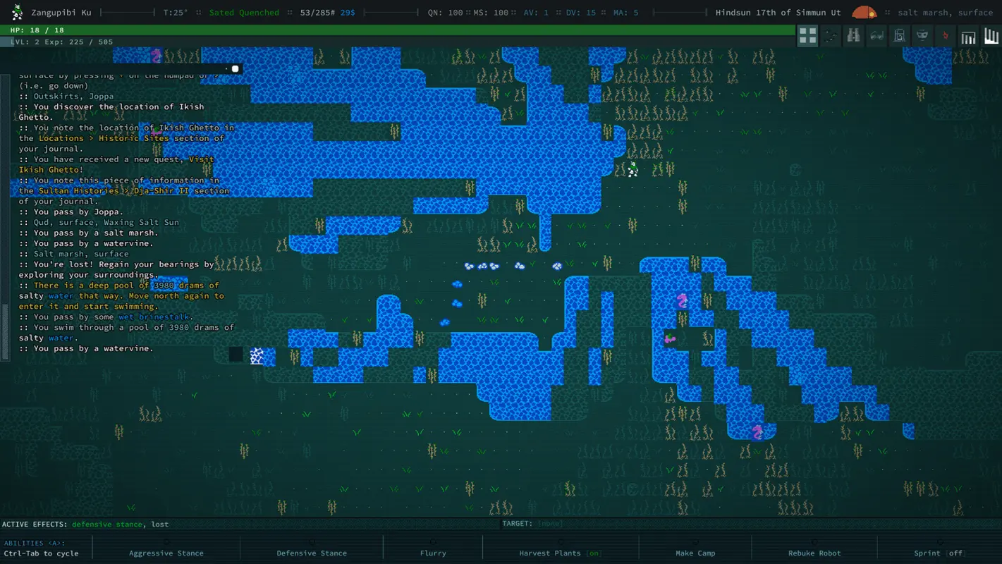 пиксельная графика удивляет в Caves of Qud